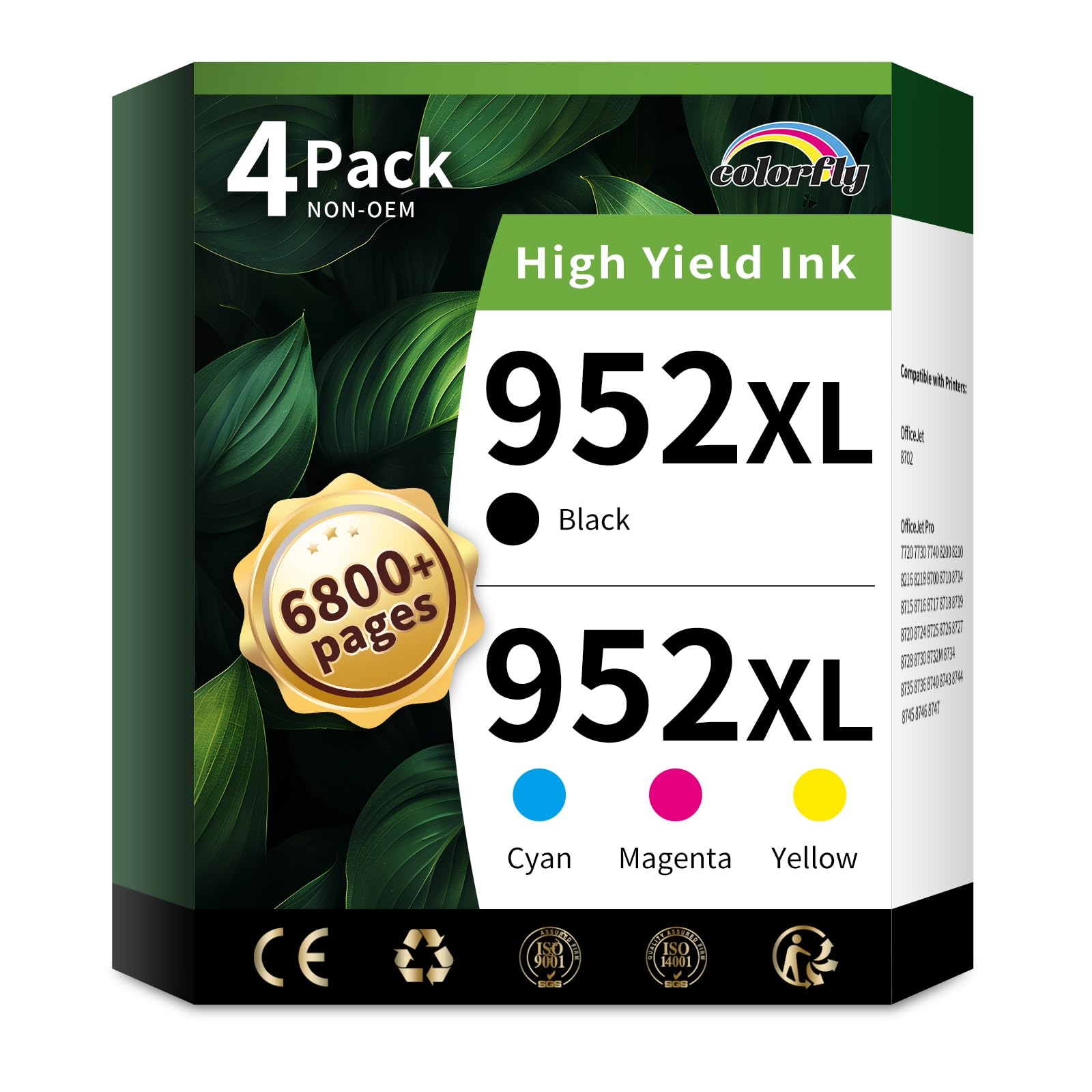 Photo 1 of 952XL Ink Cartridges Combo Pack Replacement for HP 952XL 952 XL Ink Cartridges to Use with HP Officejet Pro 8710 7740 8720 8702 8210 7720 8715 8730 8740 8216 Printer (Black/Cyan/Magenta/Yellow)