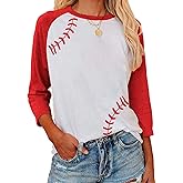 ETATNG Womens Raglan Shirts 3/4 Sleeve Baseball Tee Round Neck Patchwork Casual Blouse Tops