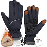 Winter Gloves for Men Women, Waterproof Windproof Anti-Slip 10 Fingers Touch Screen Gloves with Thermal Lining for Cold Weather Motorcycle Driving Cycling Skiing Snowboarding Walking