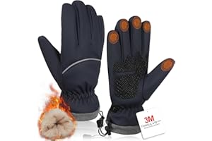 FASHINEX Winter Gloves for Men Women, Waterproof Windproof Anti-Slip 10 Fingers Touch Screen Gloves with Thermal Lining for Cold Weather Motorcycle Driving Cycling Skiing Snowboarding Walking