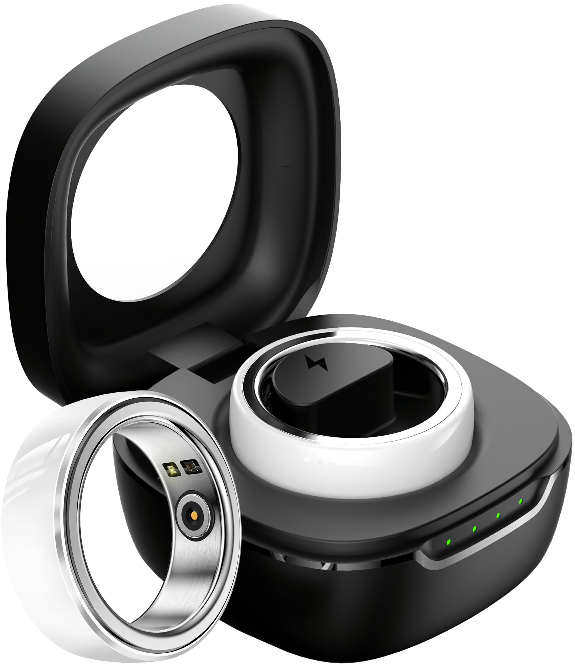 Photo 1 of Smart Ring Health Fitness Rings Heart Rate Monitor Sleep Tracker Blood Pressure Ring Pedometer Calories Step Counter Waterproof Fitness Tracker for Men Women Ceramic Ring