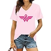 Breast Cancer Awareness Shirts for Women Breast Pink Ribbon T-Shirts Support Squad Graphic Inspirational Breast Cancer Tops