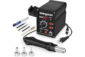 NEWACALOX Hot Air Rework Station 500°C Soldering Station with Hot Air Gun, Airflow Adjustable, Desoldering Station for BGA IC, SOIC CHIP, QFP, PLCC, etc.