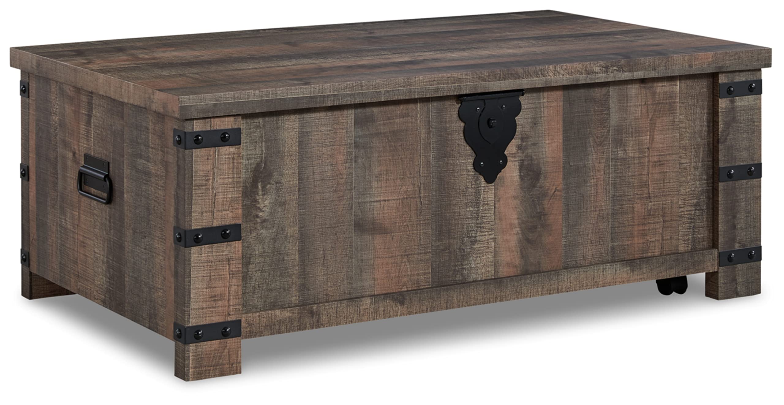 Photo 1 of Signature Design by Ashley Hollum Casual Lift-Top Rustic Coffee Table, Dark Brown & Black