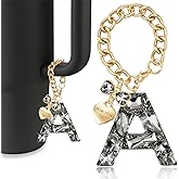 XGALBLA Letter Charm Accessories for Bogg Bag and Stanley Cup, Bling Rhinestone Keychain with Bow Heart Initial Keychain