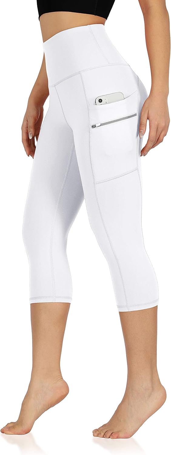 ODODOS Women's High Waisted Dual Pockets Workout Capris Leggings, Sports Running Yoga Gym Athletic Leggings- 19" / 28" Inseam: Clothing
