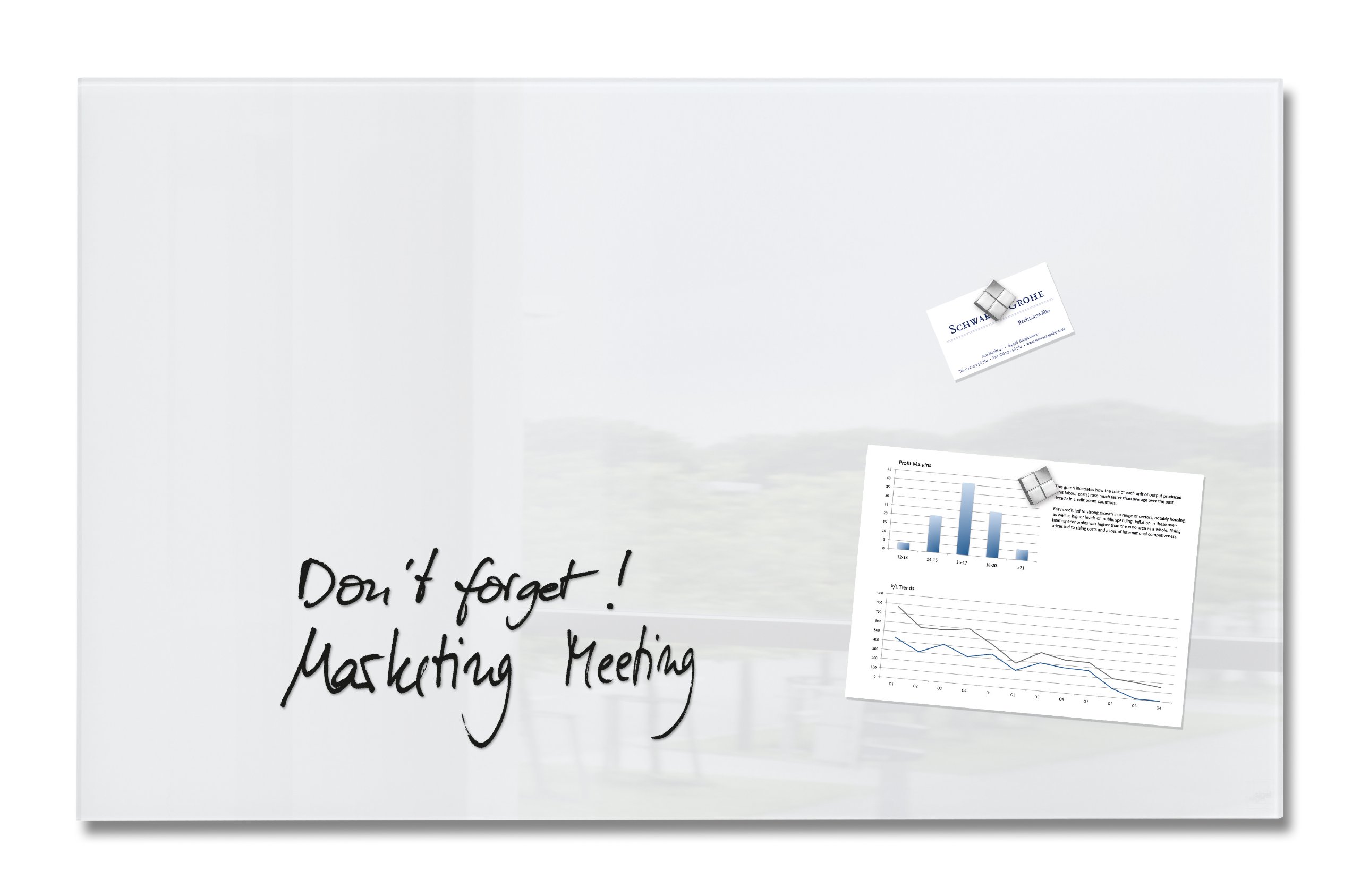 SIGEL GL131 Premium Glass magnetic Board, glossy surface, 78 x 48 cm, easy mounting, super White - Artverum