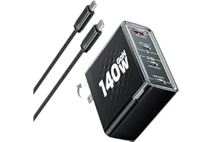 USB C Charger Block, 140W 4-Port PD 3.1 Compact GaN Laptop Fast Wall Charger Compatible with MacBook Pro 16", MacBook Air, De