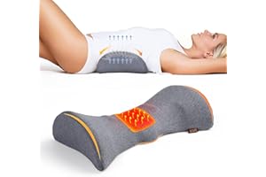 Cozyhealth Lumbar Support Pillow for Sleeping, Heated Lower Back Pillow with Graphene Heating for Lower Back Pain Relief, Memory Foam Mild Support Back Waist Cushion for Bed and Chair (Dark Grey)