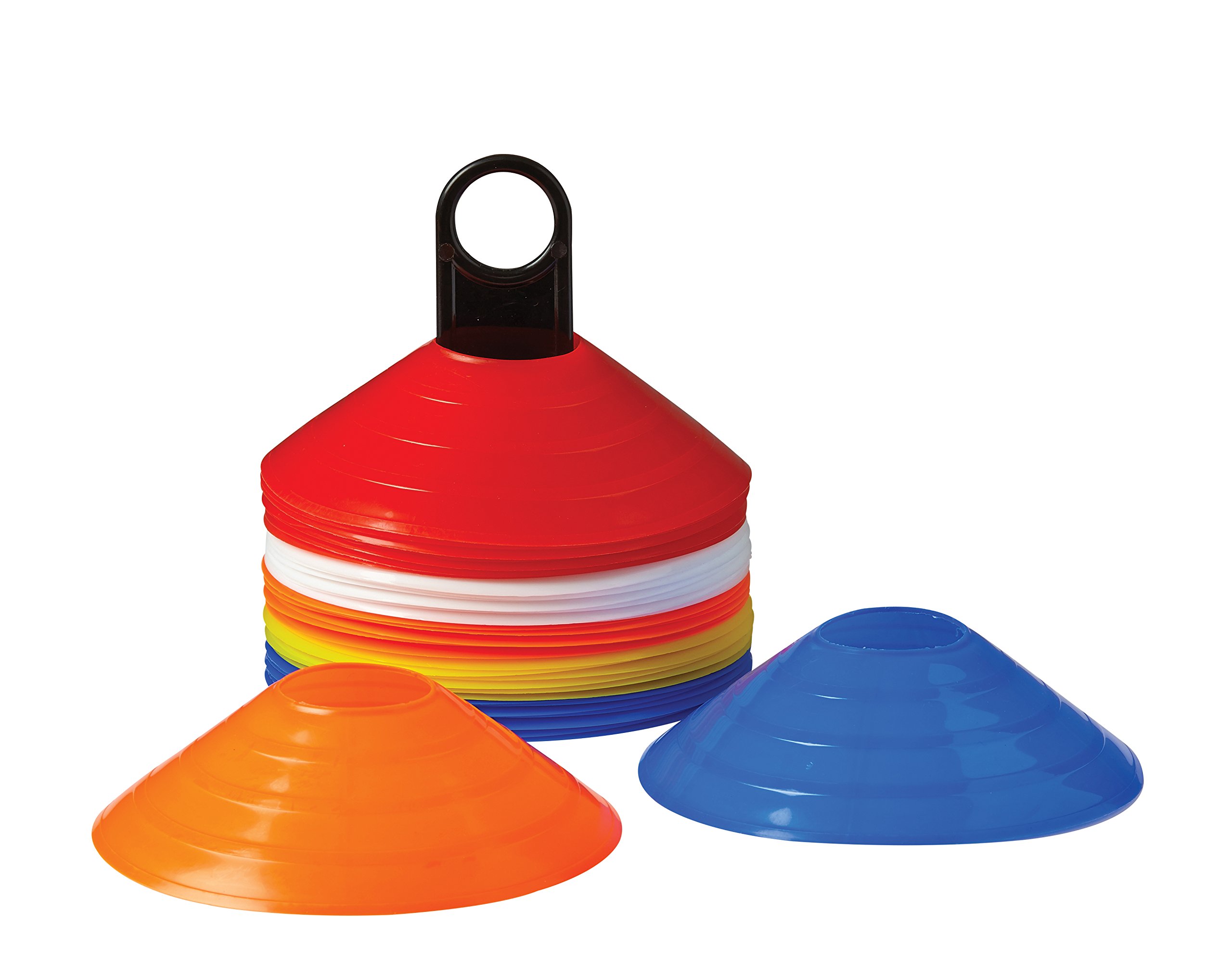 Gunn & Moore GM | Sports Mini Training Cones | 50 One-Size Plastic Sequence Spacers with Storage Stand | Cricket Football Soccer Rugby Hockey Sprint | Bright Primary Colours