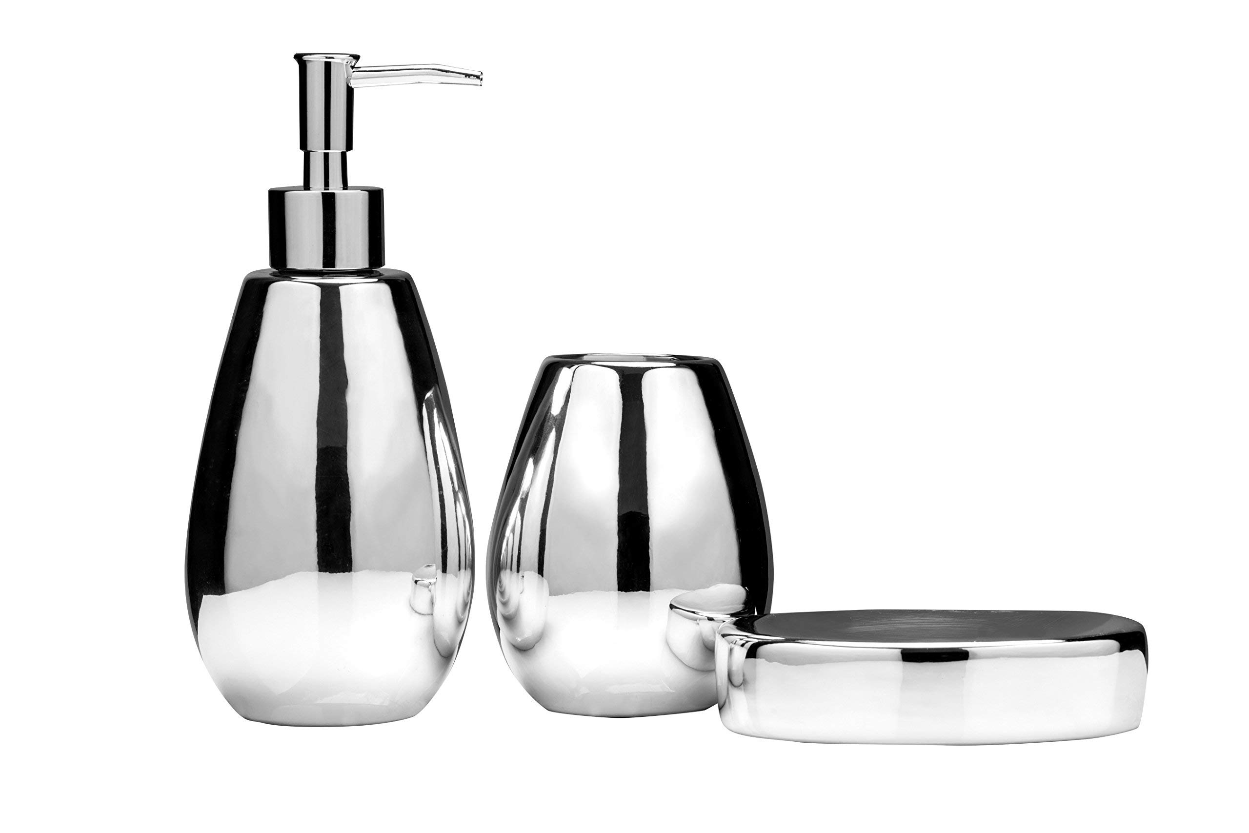 Premier Housewares Magpie Bathroom Set, Silver, Set of 3