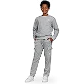 New Balance Boys and Toddlers’ 2 Piece Set – Soft Fleece Crewneck Pullover Sweatshirt Cargo Sweatpants Sweatsuit (2T-12)
