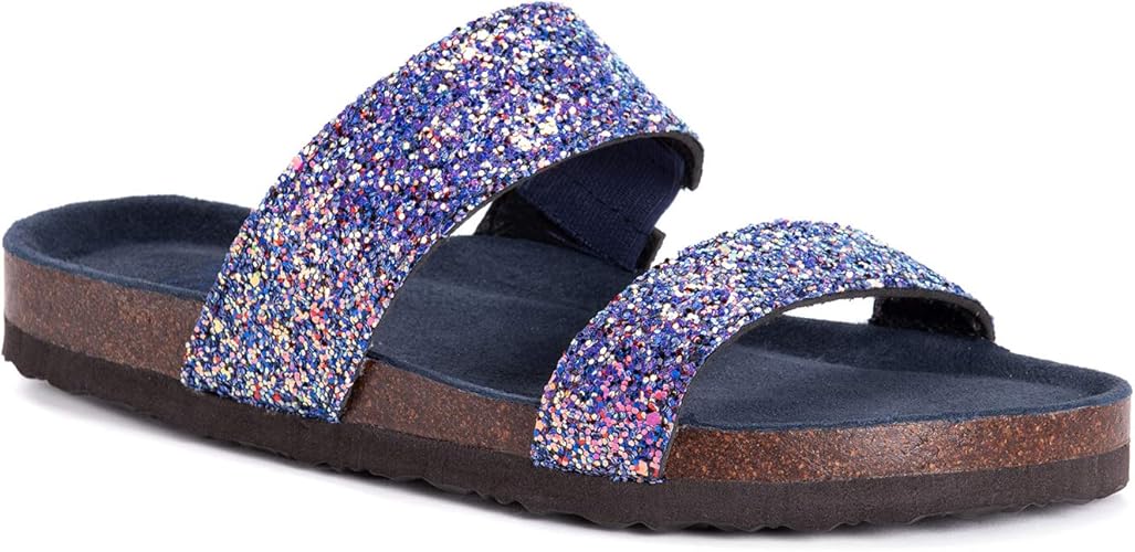 navy glitter sandals