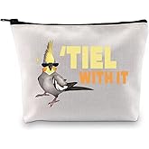 G2TUP Cockatiel Lover Gift Cockatiel Makeup Bag Tiel With It Cosmetic Bag Cockatiel Parrot Bird Owner Gift Bird Lover Travel Pouch (Tiel With It White Bag)