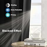 AMEHA Grey Blackout Eyelet Curtains 66x84 Navy Darkening Room 1 Panel view 6
