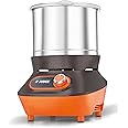 Judge By Prestige Vertical Wet Grinder with Stainless Steel Drum, Coconut Scraper and Atta Kneader Attachments, 200 Watt, 110V (Orange & Brown)
