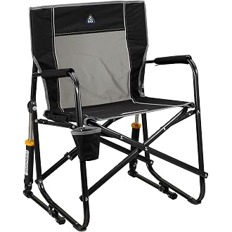 GCI Outdoor Comfort Pro Rocker Camping Chair | Portable Folding Rocking Chair with Durable Armrests & Drink Holder — Blush - View 8