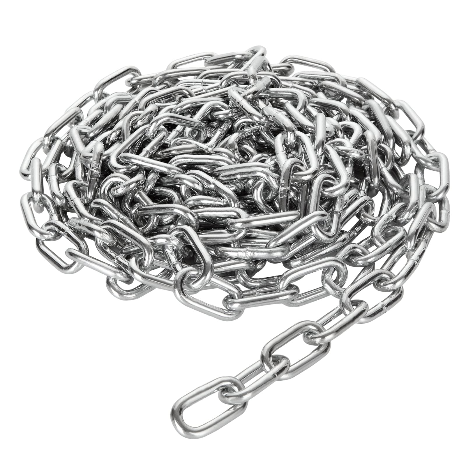 JMIATRY 6 Metres Length 304 Stainless Steel Chain, 6mm Heavy Duty Chain Links, Galvanized Steel Welded Link Chains Lift for Fence Gate, Garage Doors, Swing Chains and Bicycle Security Lock