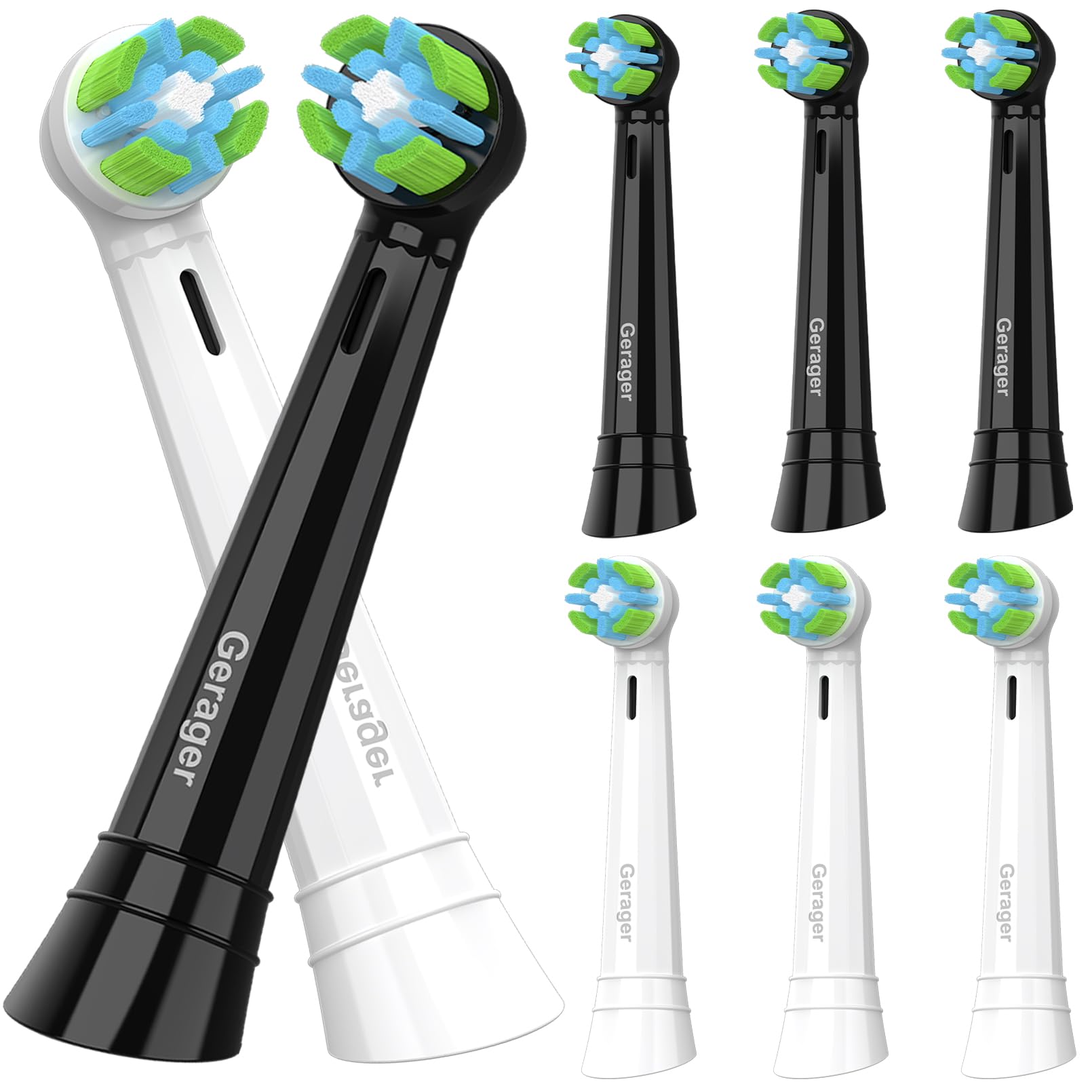 Photo 1 of 8 Pack Toothbrush Replacement Heads Compatible with Oral B iO, Toothbrush Heads Compatible with Oral B iO 3 4 5 6 7 8 9 10 Series Electric Toothbrushes, Black/White