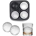 Golf Ice Cube Tray 3D, Admaison Ice Ball Cube Mold with Funnel for Cocktails, Bourbon,Brandy, Whiskey Gifts for Men, Silicone Fun Shapes Black (Golf Ball)