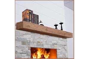 G GOOD GAIN Fireplace Mantel 66 inch - Handcrafted Rustic Solid Wood Mantel l Floating Shelves Decor for Wall, Bedroom, TV, Books, Livingroom.DarkWalnut，66x8x5