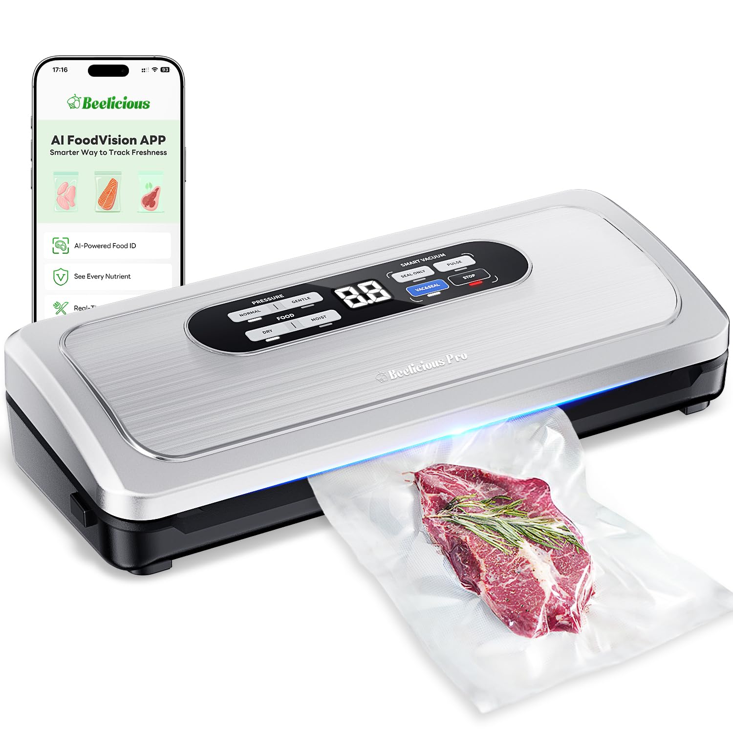 Photo 1 of Vacuum Sealer Machine with AirLock ProSeal System, 10-in-1 Vacuum Sealer for Food, Dry & Moist Modes, Compact Design, Built-in Cutter & Roll Storage, Silver-Grey