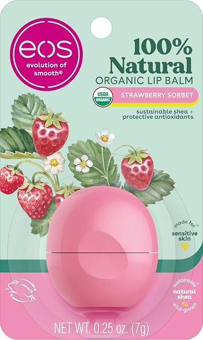 eos Strawberry Sorbet Smooth Sphere Lip Balm 0.25 oz 95% Organic Natural