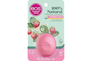 eos 100% Natural & Organic Lip Balm- Strawberry Sorbet, All-Day Moisture, Dermatologist Recommended for Sensitive Skin, Lip Care Products, 0.25 oz