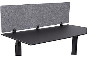 S STAND UP DESK STORE Stand Up Desk Store ReFocus Raw Clamp-On Acoustic Desk Divider Mounted Privacy Panel to Reduce Noise and Visual Distractions (Castle Gray, 59" x 16")