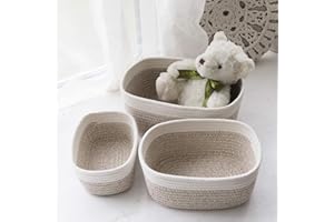 Small Storage Baskets for Organizing Closet Organizer Bins Shelf Toy Basket Woven Rope Baskets Cube Decorative Box Shallow Ba