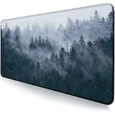Large Extended Gaming Mouse Pad with Stitched Edges, Non-Slip Waterproof Rubber Base Mouse Pad for Office, Computer, Keyboard, Laptop and Home Desk Pad 35.4 x 15.7 x 0.12 Inch (Grey Forest)