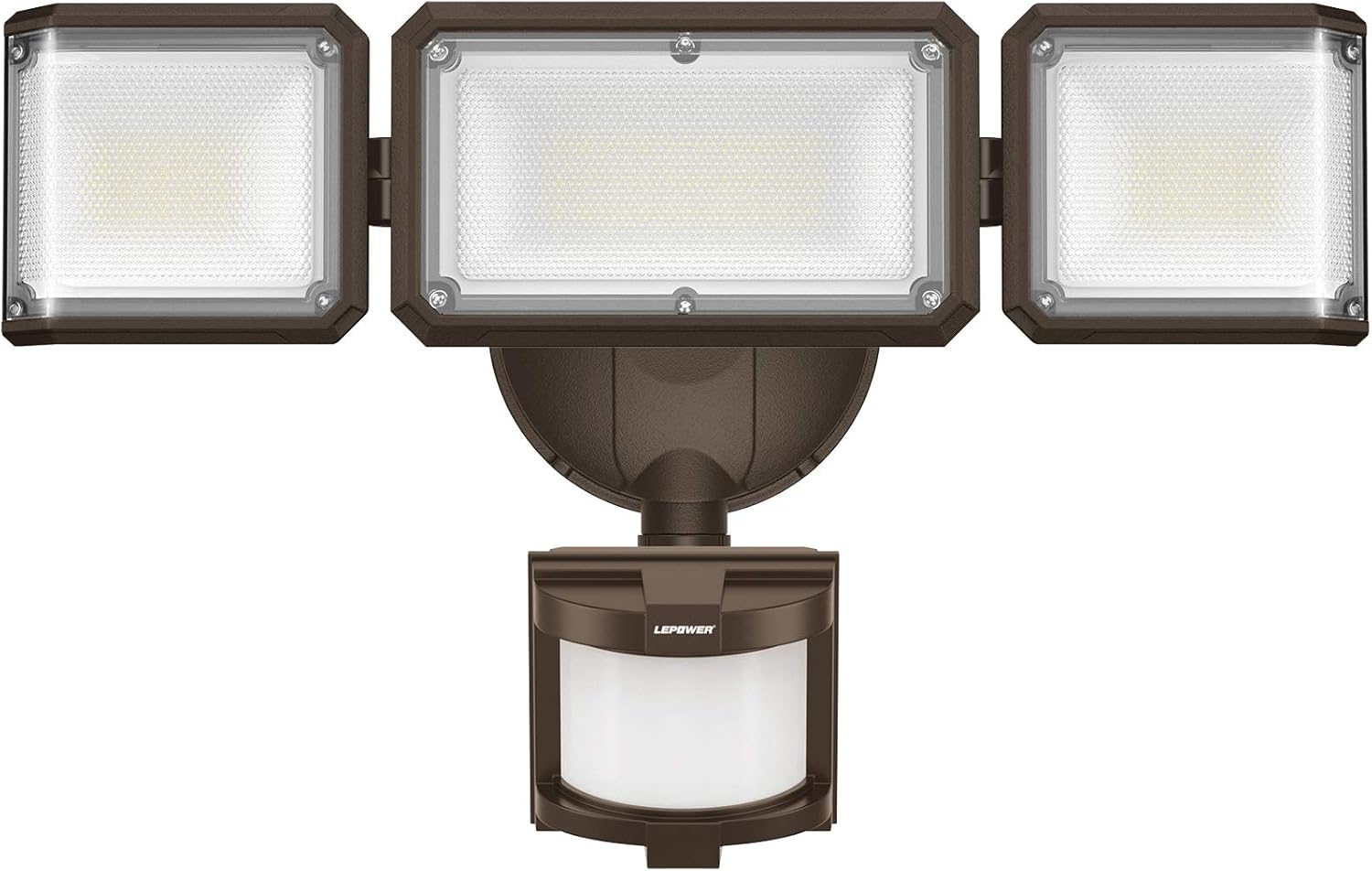 LEPOWER 42W LED Security Lights Motion Sensor Outdoor Light, 4200LM Dusk to Dawn Flood Light, Innovative Head Design, 3 Modes, 5000K, IP65 Waterproof, 3 Head Motion Detected for Garage, Yard - - 