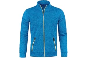 Mens Casual Cardigan Sweater Full Zip Slim Fit Sweaters for Men, Mock Neck Long Sleeve Knitted Sweater with Pockets