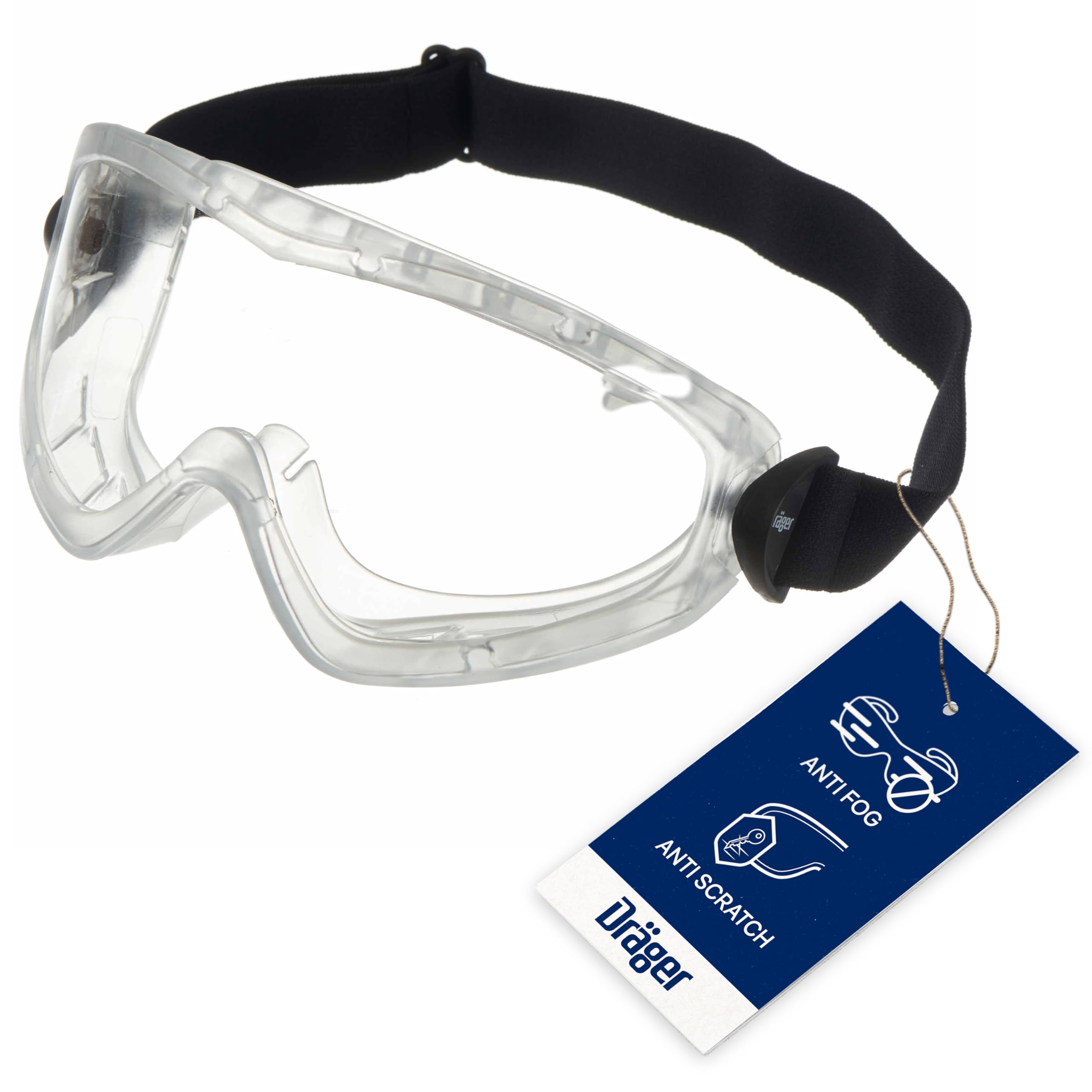 Dräger X-pect 4200 Safety Glasses, Anti-Fog & Anti-Scratch Safety Goggles also for Spectacle Wearer, For Construction Site, Laboratory, Workshop, Shatterproof Polycarbonate Lens, Clear