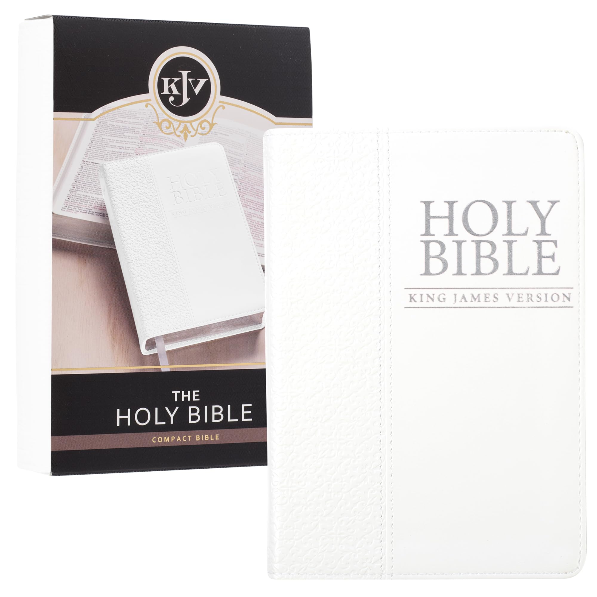KJV Holy Bible, Compact Faux Leather Red Letter Edition - Ribbon Marker, King James Version, White (KJV Compact Editions) KJV Holy Bible, Compact Faux Leather Red Letter Edition - Ribbon Marker, King James Version, White (KJV Compact Editions) Imitation Leather