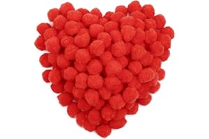 MORFEN 150 Pieces Pom Poms, 1 Inch Red Pom Poms for Crafts, Fuzzy Pompom Puff Balls, Small Pom Pom Balls for Crafts Projects, DIY Arts, Home Decorations Craft Supplies