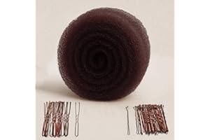 GERILKAI Dark Brown Hair Sponge for Updo - Hair Donuts for Updos（50 Bobby Pins+20 U-Clips）Volume Hair Bumps Tool，Hair Padding for Updos