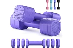 Zempox Adjustable Dumbbell Set of 2, 4 in 1 Free Weights Dumbbells Set for Women, Hand Weights for Women at Home, Each 2lb 3lb 4lb 5lb with TPU Soft Rubber Handle for Home Gym Exercise Training