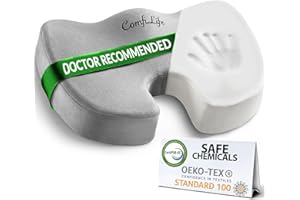 ComfiLife Premium Comfort Seat Cushion - Non-Slip Orthopedic 100% Memory Foam Coccyx Cushion for Tailbone Pain - Cushion for Office Chair Car Seat - Back Pain & Sciatica Relief (Gray)