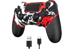 SZDILONG Upgraded Wireless Controller for Ps4 Gamepad Compatible with Ps4/Pro/Slim/Windows PC,Joystick for PS4 with Touchpad/Stereo Headphone Jack/Six-axis Motion Control/Charging Cable (Flame Red)