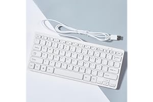 USB Wired Keyboard - Comfortable Typing Angle & Stable Connection, Compatible with PC, Laptop, Desktop, White