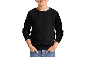 Haloumoning Boys Texture Sweater Kids Crewneck Long Sleeve Knit Pullover Sweater Fall Winter Clothes 5-14 Years