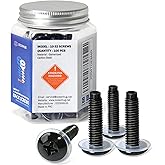 OCEANHUG 10-32 Rack Screws 100 Pack, Zinc Plated Carbon Steel Rack Mount Screws with Pilot Point &amp; Plastic Washers for Network Racks, Servers, Switches, PDUs and Server Cabinets