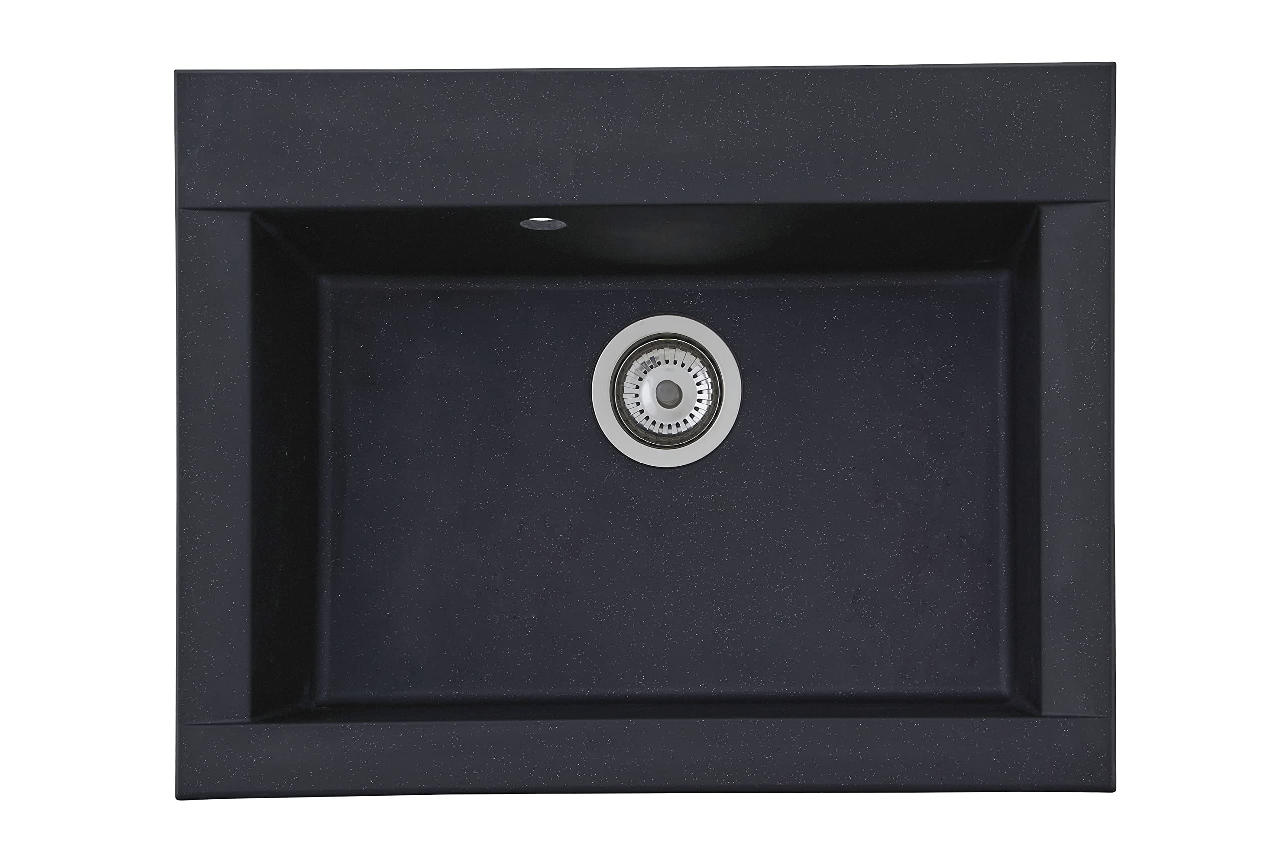 Respekta Ohio Mineralite Sink 66 x 50 cm Single Bowl Suitable for Base Cabinets from 60 cm Wide Black