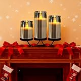 Yinuo Mirror Led Flameless Candles 3 Pack Grey Glass 4 5 6 inch with Remote view 9