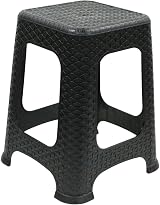 Hobby Life Rattan Stackable Stools Indoor Outdoor Chair Black 45.5cm view 1