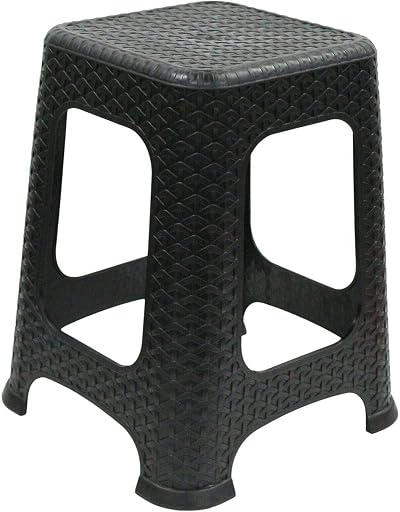 Hobby Life Rattan Stackable Stools Indoor Outdoor Chair Black 45.5cm