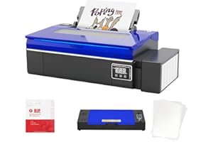 PUNEHOD DTF Printer A4 L805,Transfer Printer with White Ink Circulatory DTF Printer Machine for DIY Print Dark and Light Fabrics Direct to Film Printer (Printer+Oven+6 x 250ml Ink+100PCS Films)