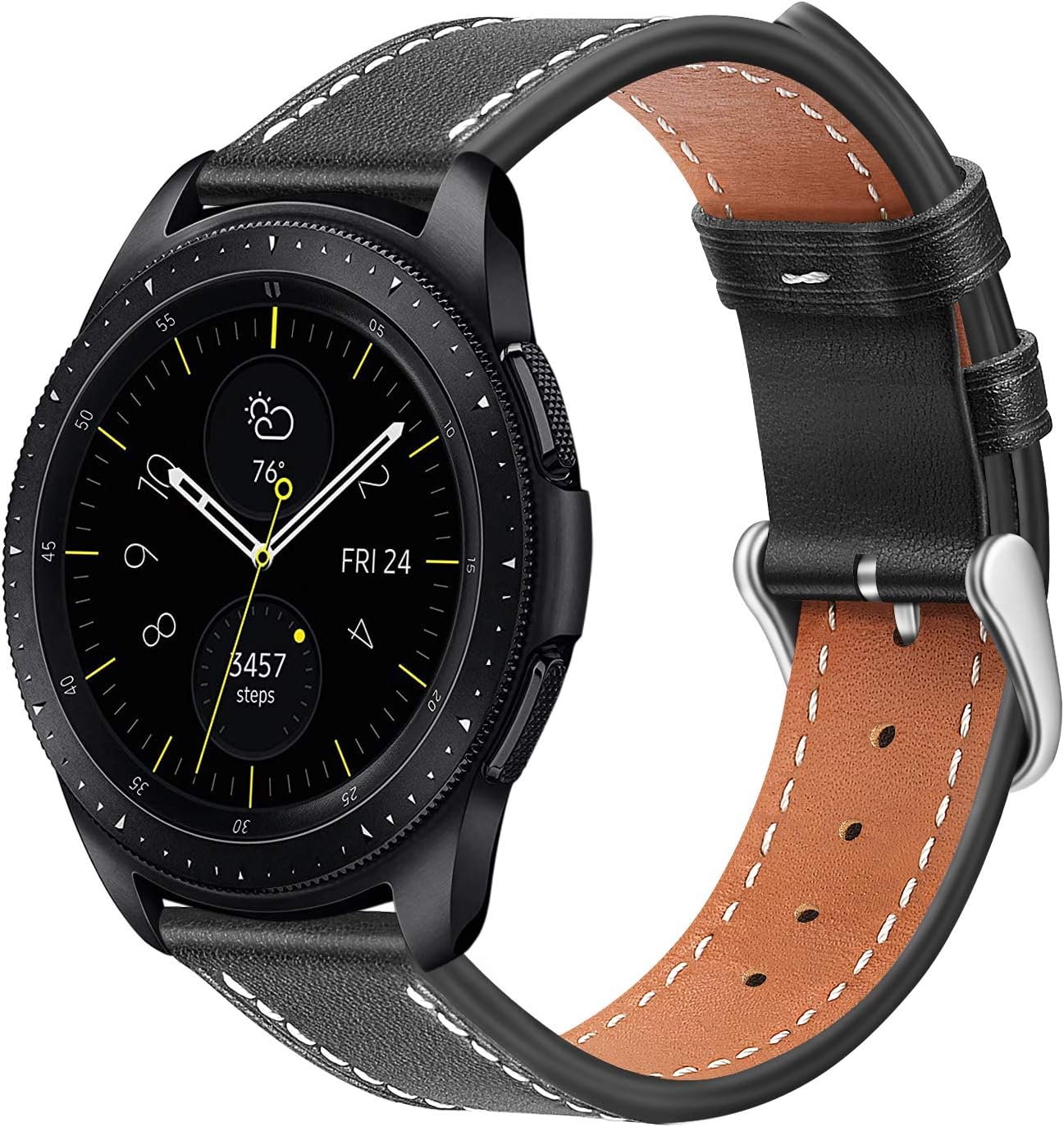 Amazon Com Leather Band Compatible With Galaxy Watch Active Active 2 Galaxy Watch 42mm Gear Sport Gear S2 Classic Fintie 20mm Genuine Leather Replacement Strap Wrist Bands Black