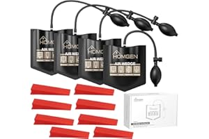 HOMGEN 4-Pack Air Wedge Bags-440LB/200KG Capacity Anti-Slip Door Bags for Lifting Tools with 8 Wedges-Heavy-Duty Durable Inflatable Air Shim Set for Door/Window/Furniture Installation